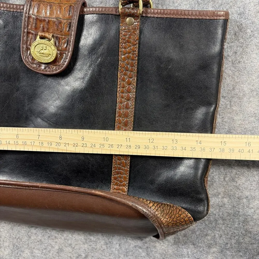 Vintage Brahmin brown & black‎ shoulder bag leather tote bag
